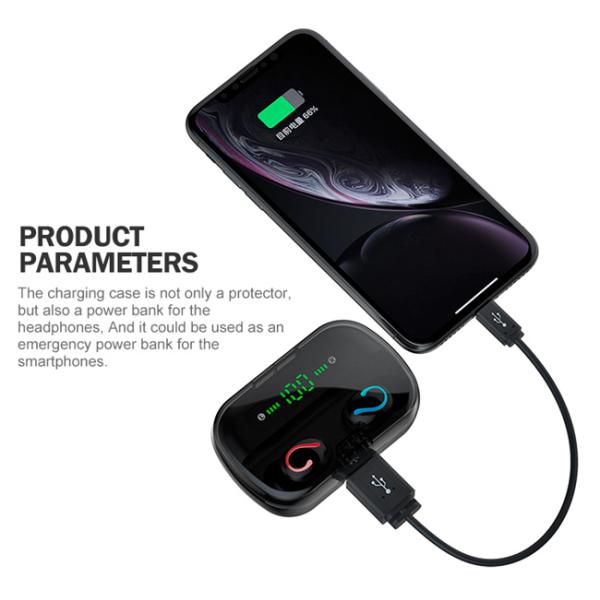 IPX5 Waterproof 10m Power Bank Earphones Danamic Driver For Sports