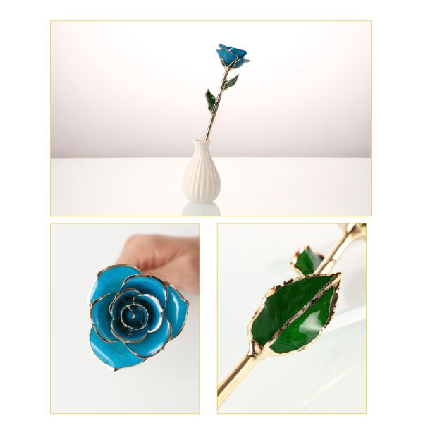 Wholesale Long Stem 24K  Lacquer gold Dipped Trimmed  Rose for Christmas and valentine's day gifts