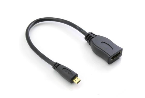 Black 15cm Micro HDMI Male To HDMI Female Adapter Short F/M Cable