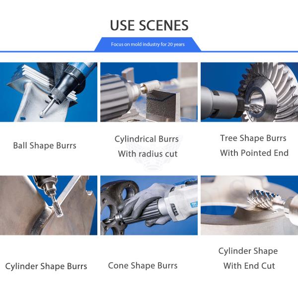 Customized High Quality  Power Tools Parts Gold Coated Electric Hardware Grinding Tool Yellow Coating Tungsten Carbide Burrs