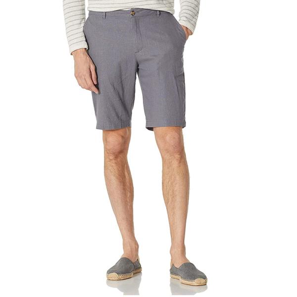 Easy Care Breathable 48% Linen Black Viscose Shorts Men'S Flat Front Shorts