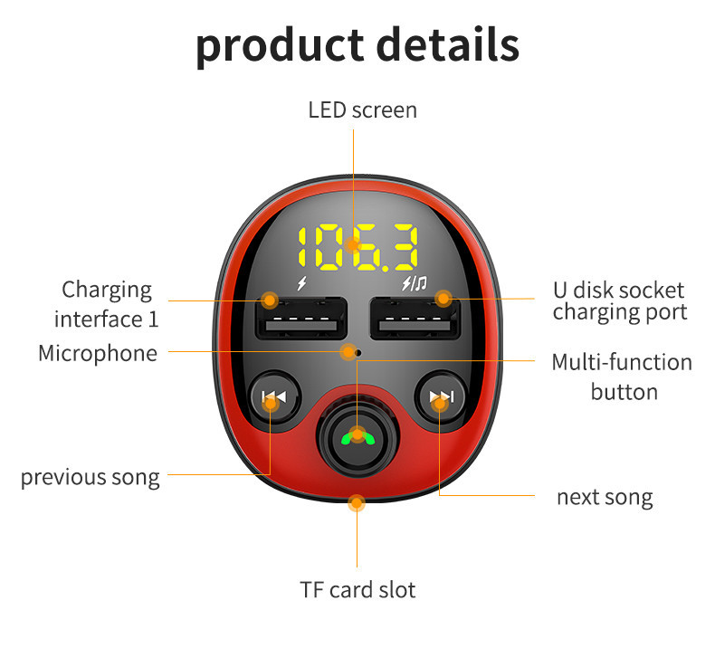 Переходник Usb Bluetooth карты 32G TF поддержки набора автомобиля HFP HSP Bluetooth для музыки автомобиля