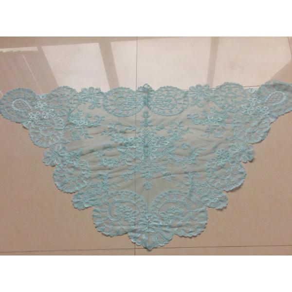elegant embroidered Barcelona veil Authentic Spanish Medallion Mantillas with Baby blue color