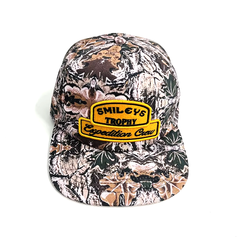 Unstructured Camouflage Snapback Hat Custom Embroidery Patch Camo 5 Panel Adjustable Cap