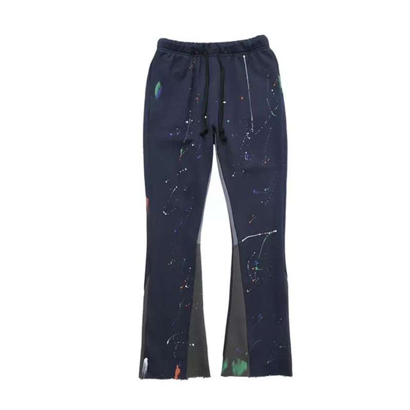 Custom Logo 100% Cotton Fabric Flare Track Jogger Wholesale 3d  Sweatsuits Men Sweatpants Stacked Sweat Men'S Pants