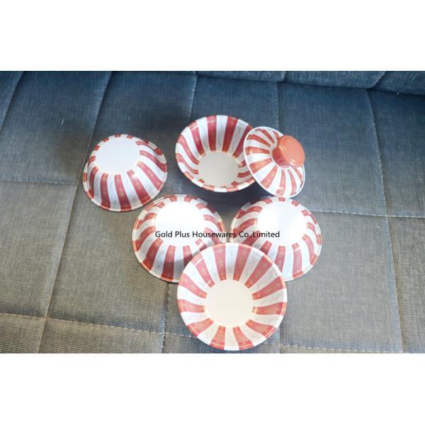 Amazon hot sale custom packing box metal steel bowls and tray wholesale round snack bowl with tray set