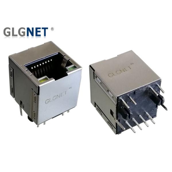Vertical 180 Degrees Rj45 Gigabit Connector Single Port With LED Green Yellow