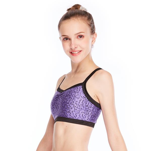 Camisole Full Sequins Jazz Bra Tank Top Hip Hop Dance Clothes With Black Edge
