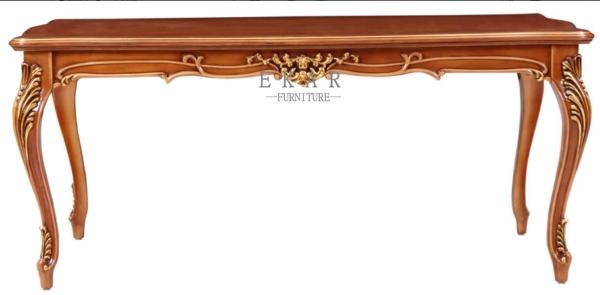 Europen antique style big rectange baroque wood dining table set LS-A304L
