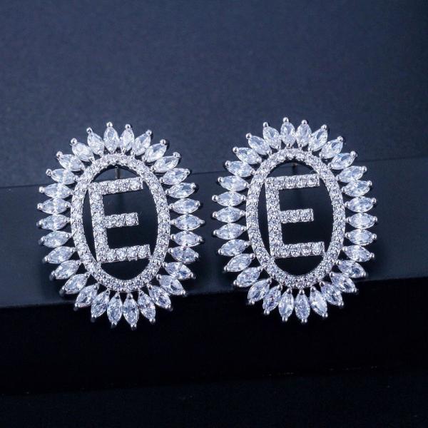 Fashion CZ Letter Earrings Jewelry Christcross-row Earrings necklace jewelry set