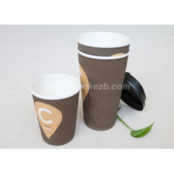 20oz Black Printing Ripple Paper Cups Corrugated Coffee Cups With Plastic Lids
