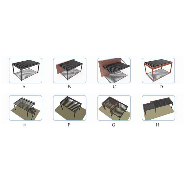 Waterproof Motorized Bioclimatic Pergola with 6063-T5 Aluminum Alloy Retractable Louvered Roof
