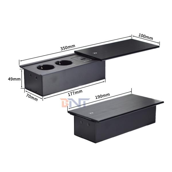 Slip-Open Euro Tabletop Electric Power Socket 2 AC Outlets USB A+C IP44 16A Rated Current for Office Use EU Plug Standard