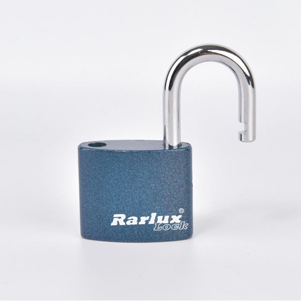 Rarlux High Security Durable Decentered Solid Blue Color Plastic Painted Hardened Steel Iron Padlock Solid Brass Cylinder Key
