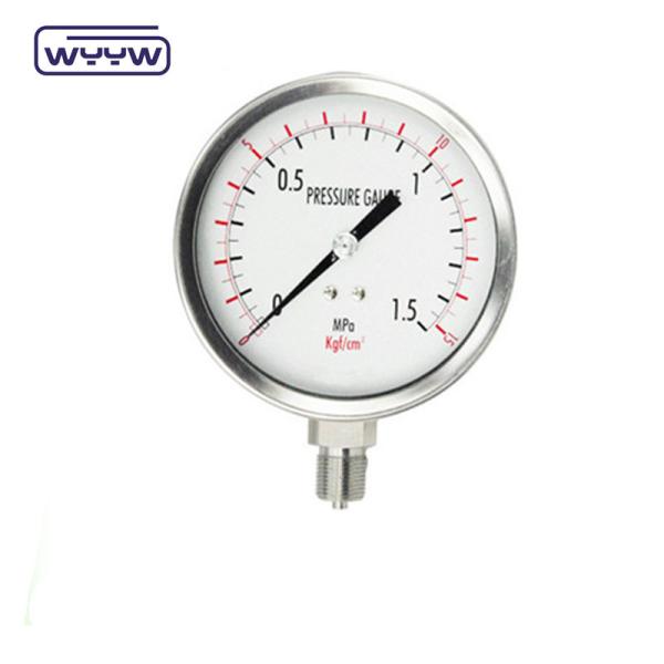 304/316 All Stainless Steel No Oil Pressure Gauge bottom Connection