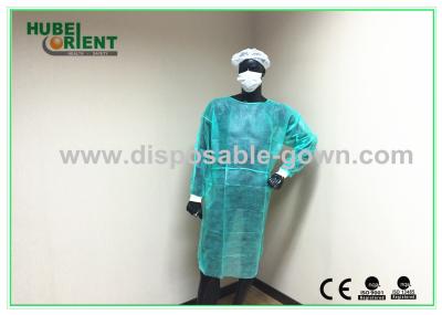 Anti vestidos descartáveis azuis/verdes estáticos do isolamento com o pulso feito malha para a oficina/laboratório do alimento