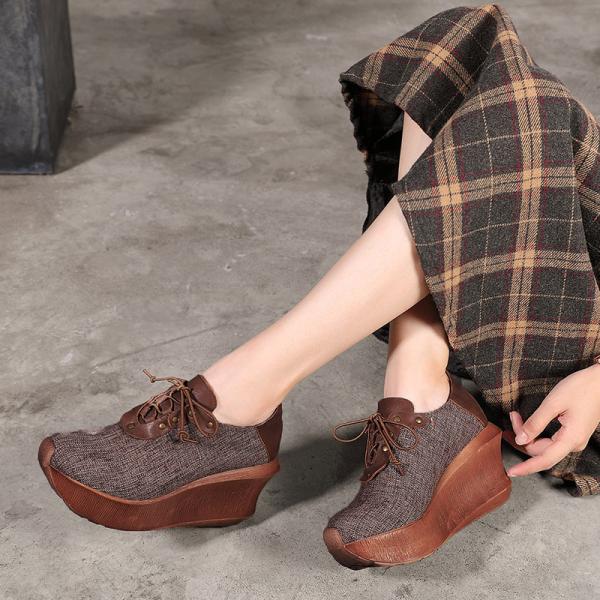 S153 Factory personalized side zipper leather platform high heel sandals ethnic retro handmade first layer leather women