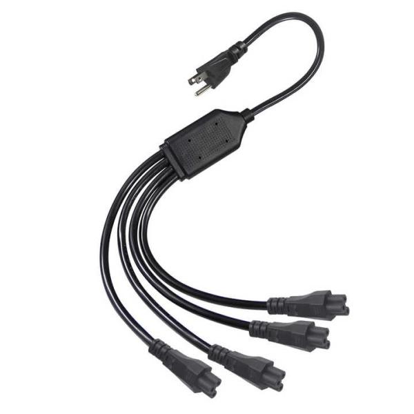 NEMA 5-15P to 4-Way IEC C5 Power Splitter Cord- US Plug to Cloverleaf Adapter Cable for Laptop, Adapter, Notebook Charger