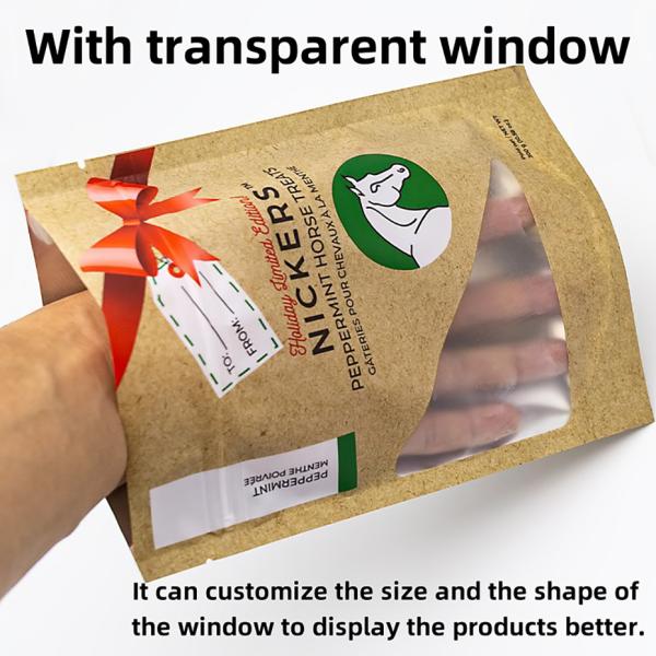 Anti-Puncture Stand Up Pouches With High Oxygen Barrier And Transparent Window For Pet Food Packaging Bulk Orders Discounts.