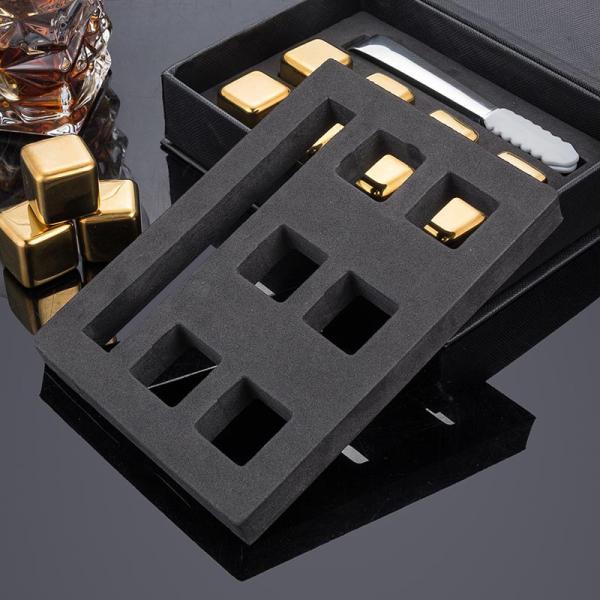 Design Whiskey Ice Stone Set 8 PCS Stainless Steel Cubes With Tong And EVA Gift Box