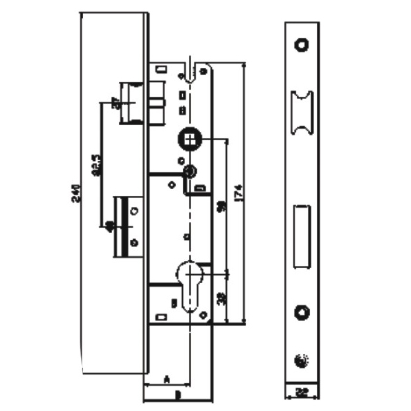 Home Security Door Locks Z925b Iron Lock Body With Paint Finish 90mm Center