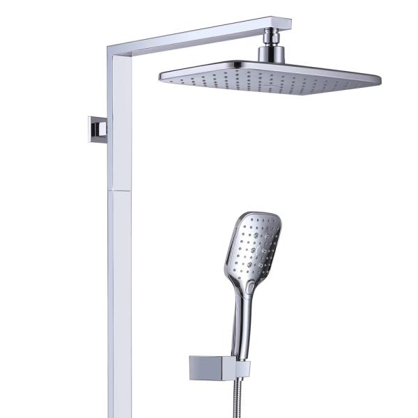 Modern Square Brass Metered Bathroom Rain Bath Shower Mixer Faucets Wall Mounted