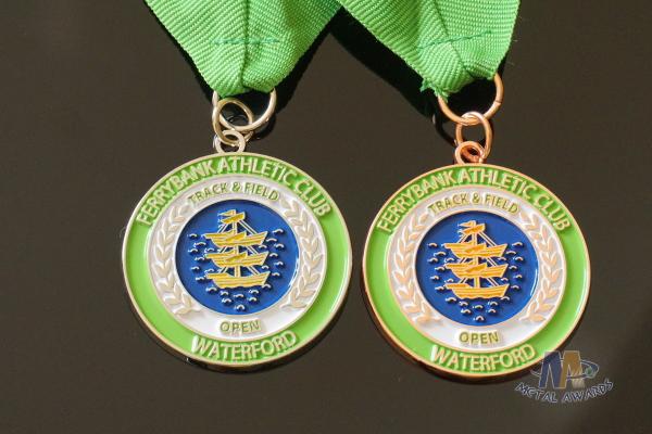 Sailboat Or Rowing Metal Award Medals Die Casting Processing With Soft Enamel Colors