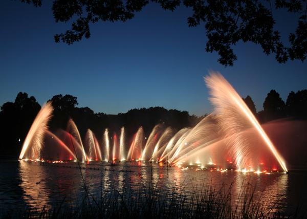 Outdoor Playing Musical Water Fountain With Led Underwater Lights PC Controlled