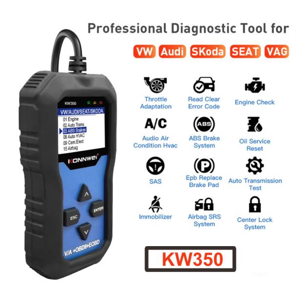 OBD2 EOBD Full System Diagnostic Scanner Konnwei KW350 for Audi