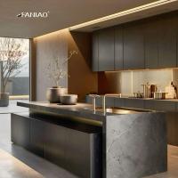 Armoires fournisseur Design de cuisine moderne de l'île Armoires de cuisine complètes en métal stratifié brillant