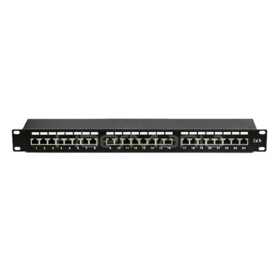 19 inch 1U CAT.5E FTP Patch Panel, 24 Ports, Dual IDC, Black Color