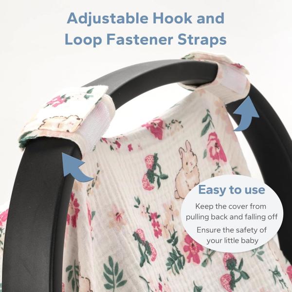 100% Muslin Cotton Baby Car Seat Cover 22.5x32 Inches Universal Fit