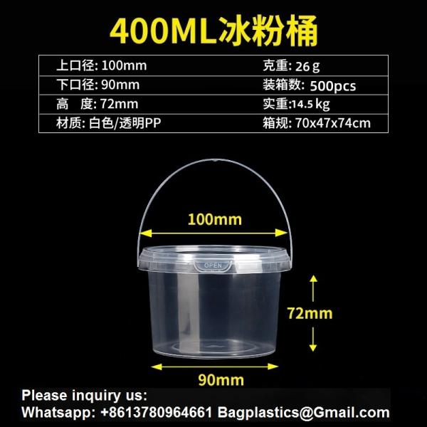 Clear Bucket With Lids - Plastic Food Storage Containers, Airtight Screw-On Lids - Freezer Safe Ice Cream Bucekts, Food Grade Reusable Containers For Kitchen