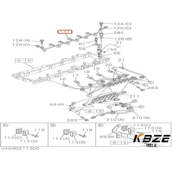 8-97617161-0 ZAX 450 ZAX470 ZAX500 ZAX670 ZAX870 NOZZLE OVERFLOW PIPE FOR ISUZU 6WG1 EFI ENGINE
