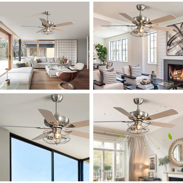 Modern Matte Brown 120V 60w 52 Inch Crystal Ceiling Fan Light European Style