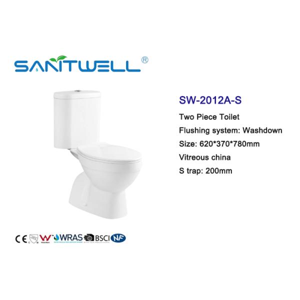 Chaozhou Close Coupled S Trap Toilet / Floor Standing Wc Ceramic Material 620 * 370 * 780mm