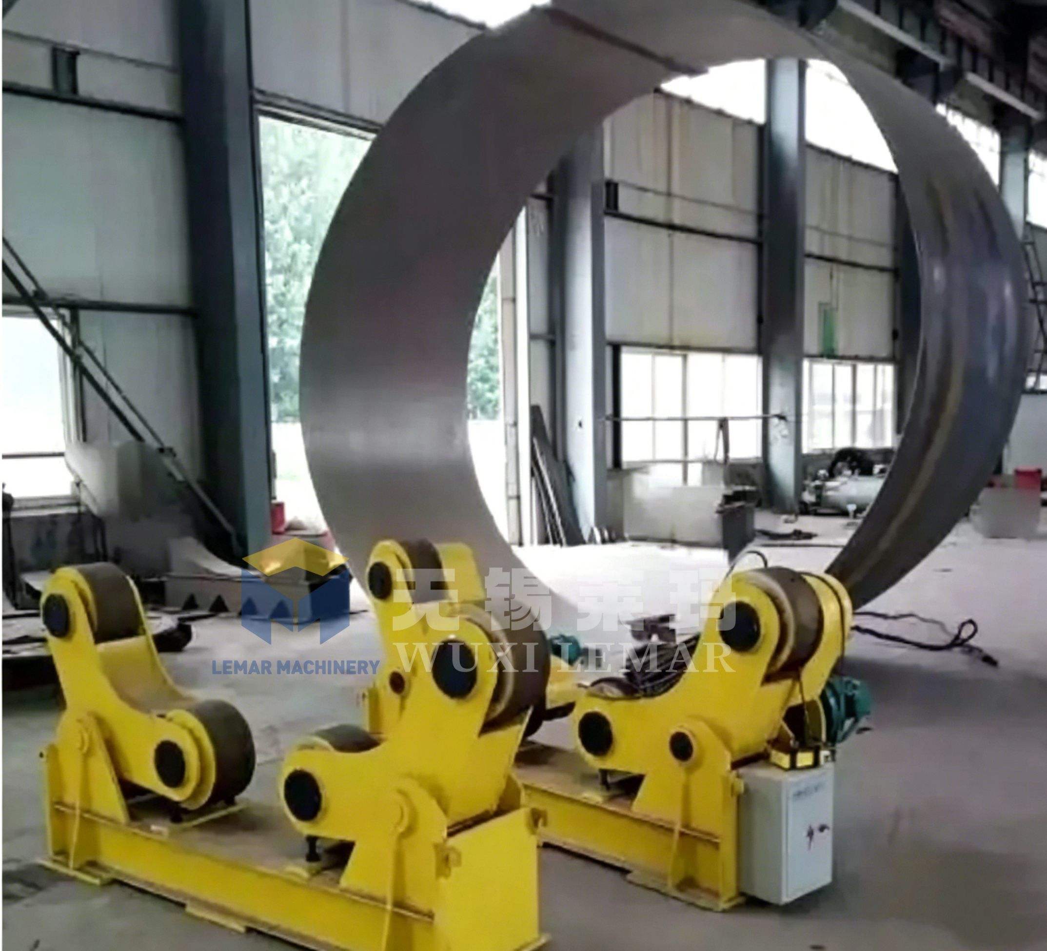 40 Ton Self‑Aligning Welding Rotator Wind Power Tower Section Girth Welding Machine