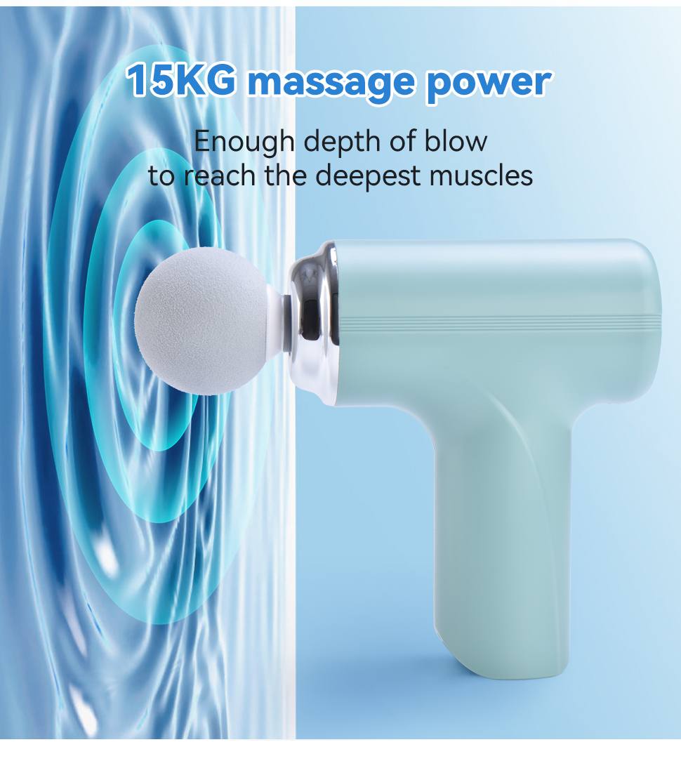 Handheld Fascial Gun with 5 Massage Heads and 6 Speed Adjustments for Deep Tissue Percussion Massage at 60dB Max Noise
