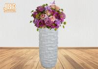 3 Sizes Unique Geometric Pattern Fiberglass Decorative Planters Glossy White