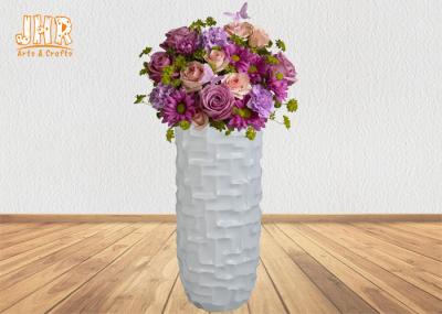 3 Sizes Unique Geometric Pattern Fiberglass Decorative Planters Glossy White