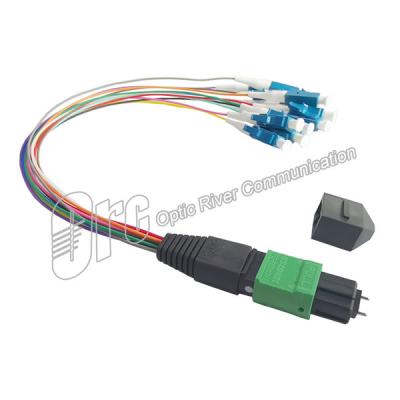 0.9mm MPO ao cabo do chicote de fios da fibra do cabo G657A2 12 da fuga do LC