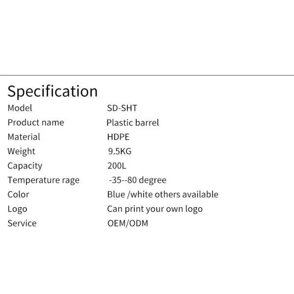 200L Plastic Chemical Barrel Blue Reusable Multifunction Closed Top