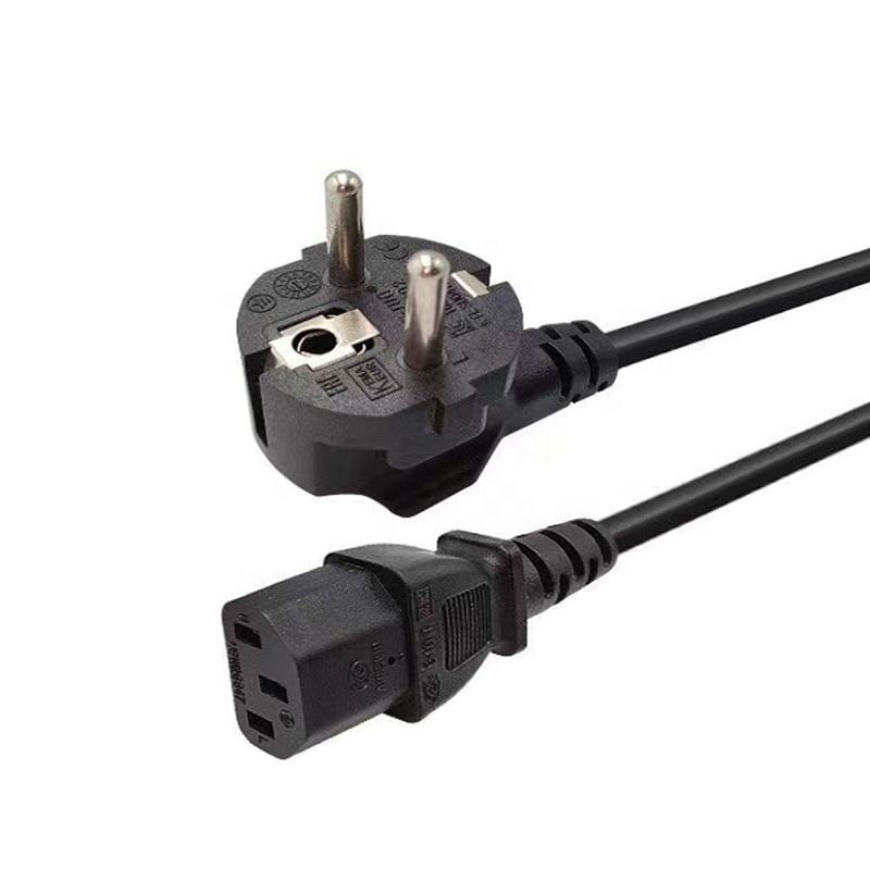 3 Pin EU Plug Standard ABS+PC Fireproof Computer Power Cord AC Power Cord for Home Appliances