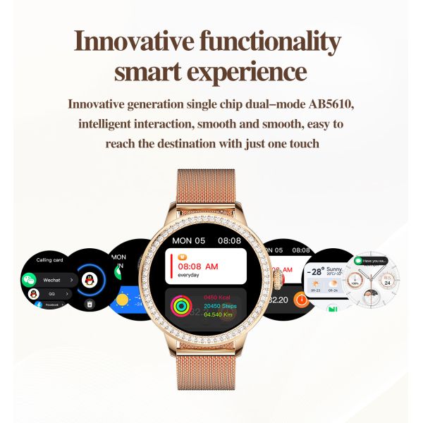 Eraysun China TK26 Lady Smart Watch With Round 1.26inch Fashion Cheap Waterproof 2025 IP67 Waterproof Female XOFIT Smartwatch