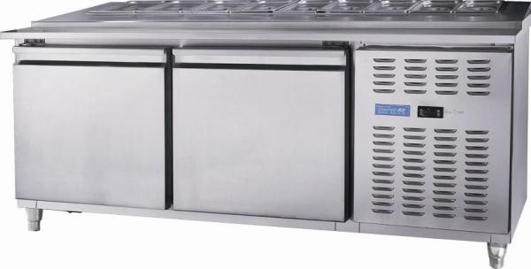 Stainless Steel Commercial Kitchen Worktable Pizza Salad Freezer Table Refrigerator For Industrial Hotel / Restaurant
