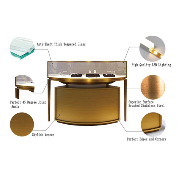 Luxury Veneer Stainless Steel Jewellery Shop Display Counters / Jewellery Display Cases