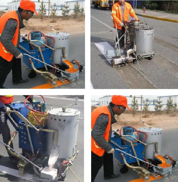 Hand Pushing Thermoplastic Road Line Marking Machine With 100L Paint Tank Capacity