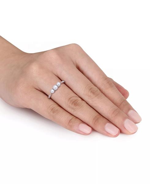 Wholesale 925 Sterling Silver Freshwater Pearl Ring with Diamond Accent in 18k Gold Plated AAAA Grade Band Ring