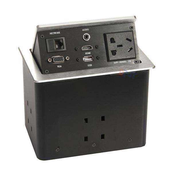 Silver Aluminum Alloy Conference Table Pop Up Outlets With 2 USB , 2 Network