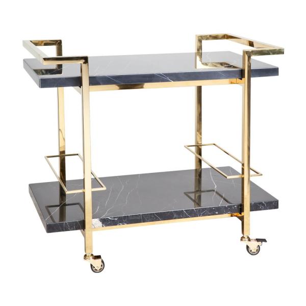 Marble Top Drinks Trolley Black Trolley Rattan Bar Cart